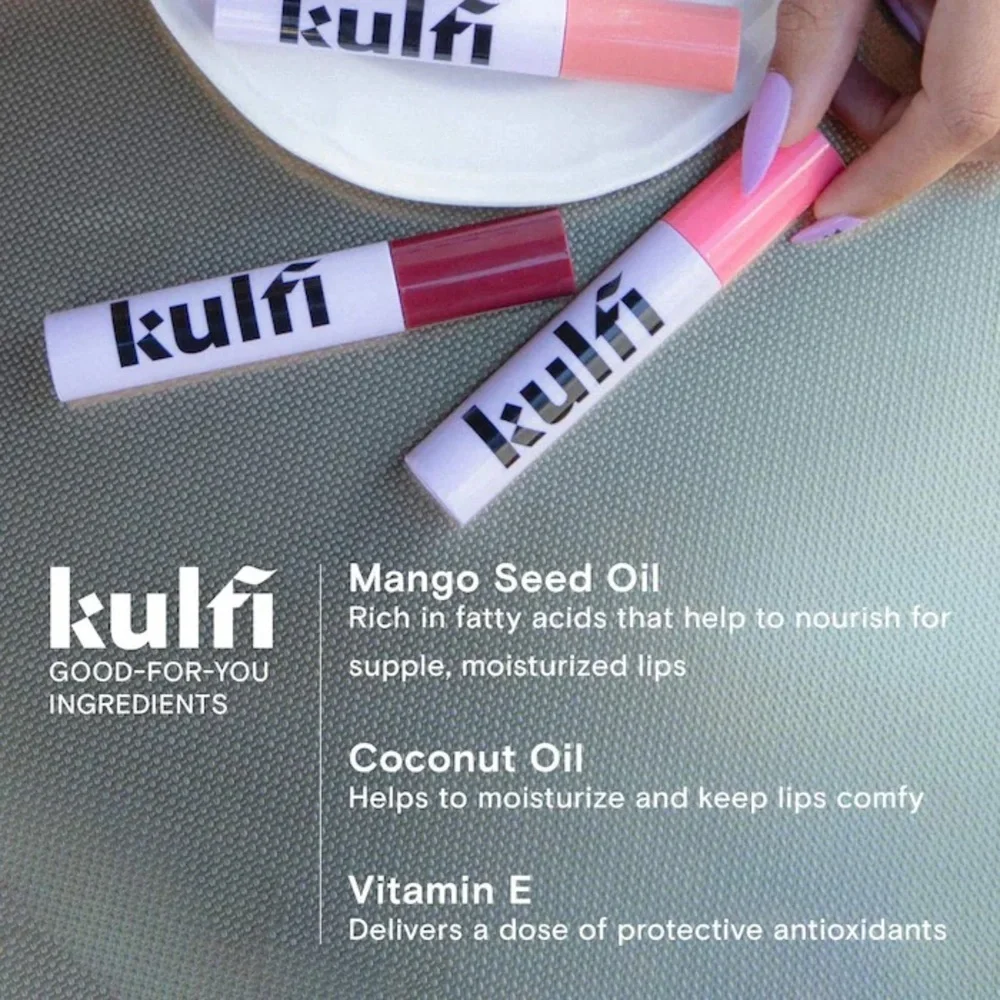 NIB Kulfi Lassi Lips Staining Long-Lasting Moisturizing Lip Oil Guava/Peony Pink